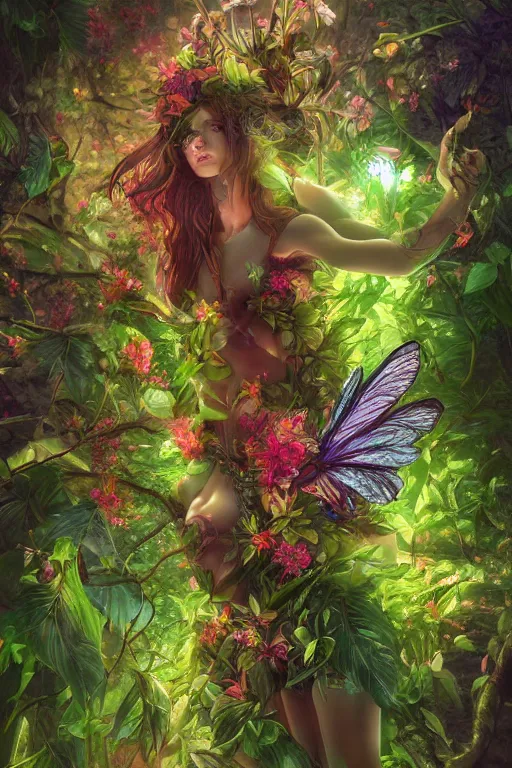 Prompt: book cover | plant fairy | digital painting | highly detailed | vivid colors | cinematic atmosphere | hyper detailed | yutaka kagaya