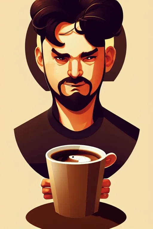 Prompt: guy named luis barlock. coffee addict. chubby face. centered median photoshop filter cutout vector behance hd jesper ejsing! argterm!