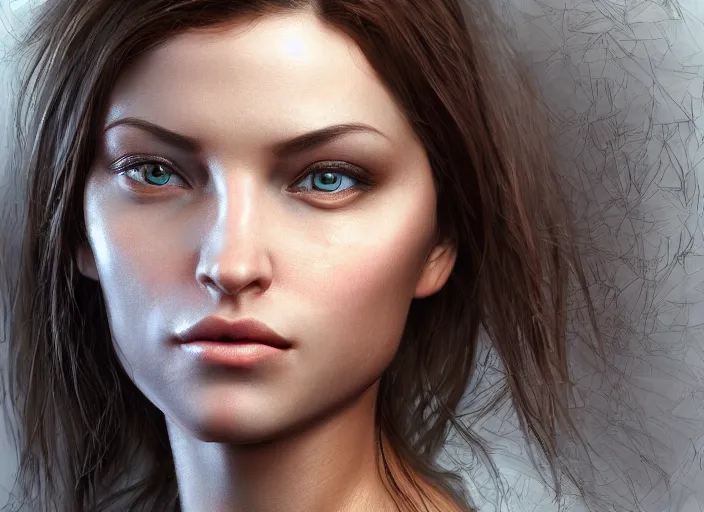 Image similar to award - winning intricate highly detailed artwork featuring a hyper - realism digital portrait of the most beautiful woman in the world, zbrush, perfect eyes. by artstation, deviant art.