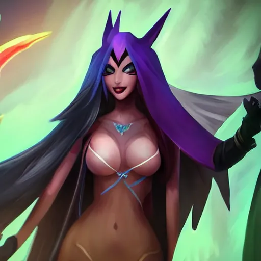 Image similar to league of legends character, xayah, kai'sa, best friends