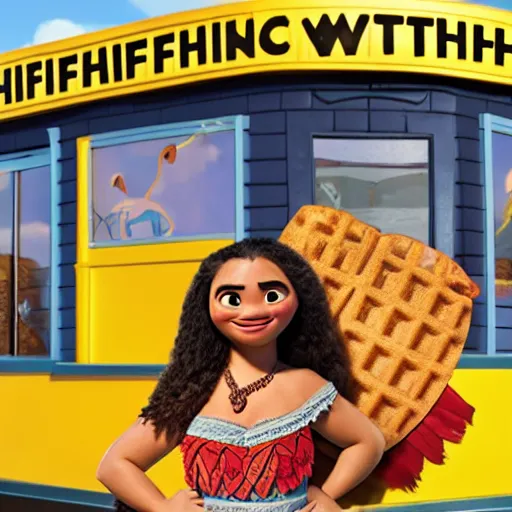 Image similar to Moana inside of a Wafflehouse