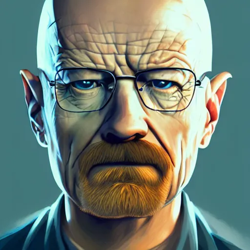 Image similar to Walter White portrait, mattepainting concept pixar maya engine on stylized background splash comics global illumination lighting artstation lois van baarle, ilya kuvshinov, rossdraws