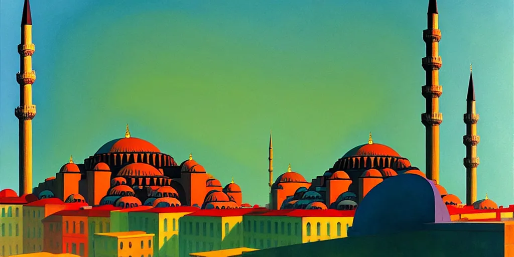 Image similar to istanbul, edward hopper and james gilleard zdzislaw beksisnski higly detailed