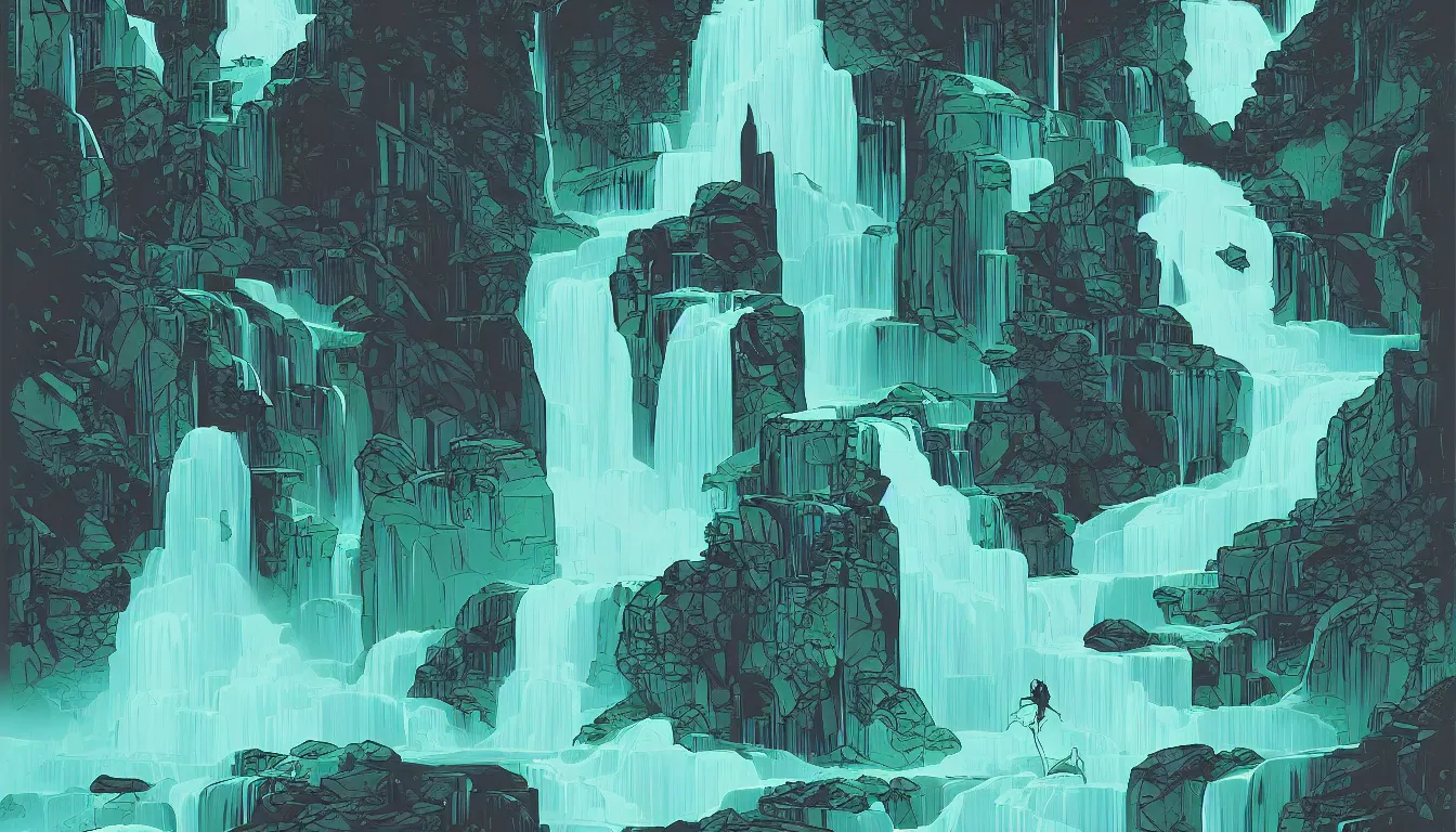 Image similar to waterfall by Kilian Eng, minimalist, detailed