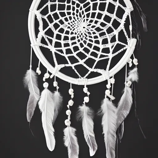 Image similar to a dreamcatcher made out of bones, studio photography, black background, faint glow, volumetric