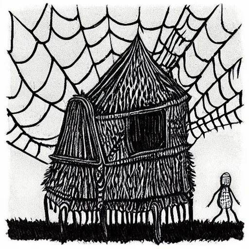 Prompt: “what if everything was spiders, style of Edward Gorey”