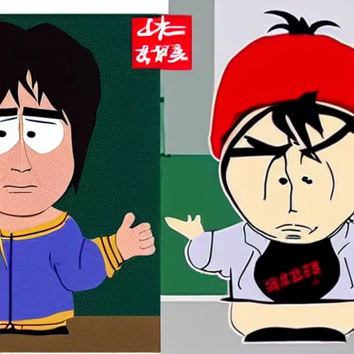 Image similar to jackie chan, in the style of south park