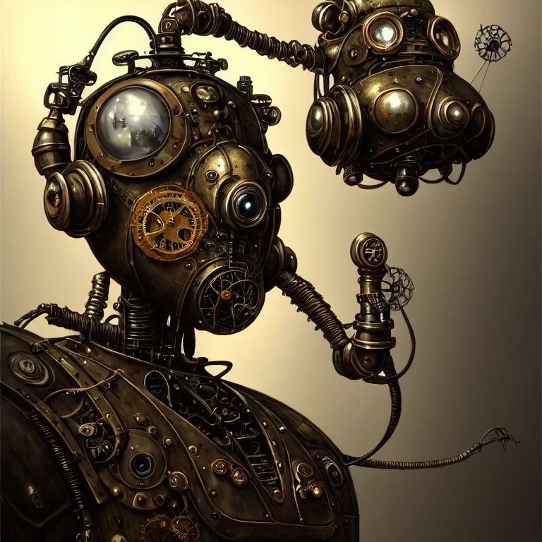 Image similar to portrait shot of a steampunk robot the mosquito, unreal engine realistic render, 8 k, micro detail, intricate, elegant, highly detailed, centered, digital painting, artstation, smooth, sharp focus, illustration, artgerm, tomasz alen kopera, peter mohrbacher, donato giancola, joseph christian leyendecker, wlop, boris vallejo