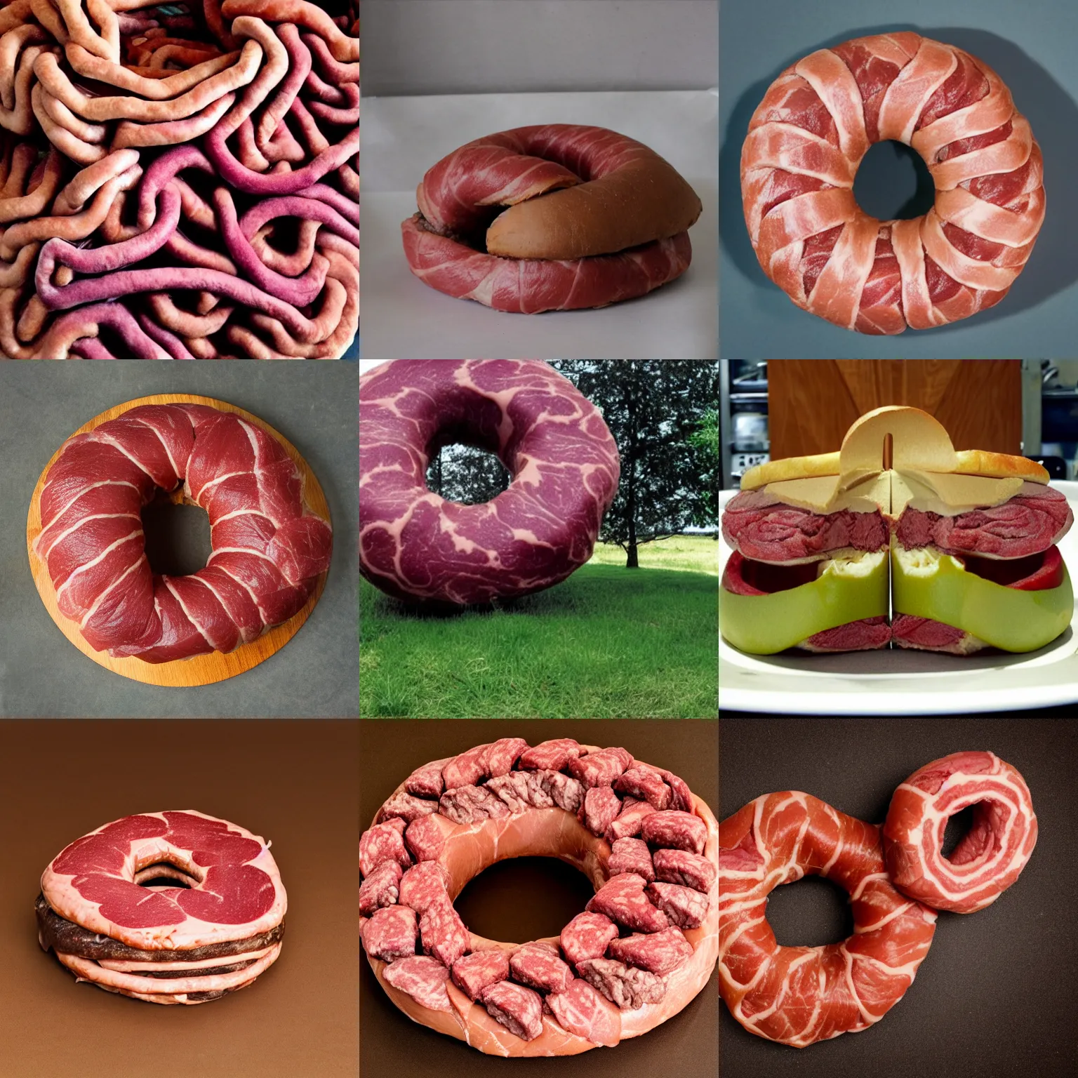 Prompt: torus made of meat