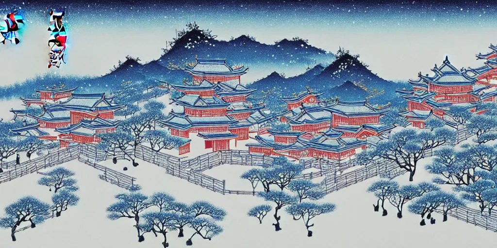 Image similar to chinese town in winter moonnight by hiramatsu reiji and masayasu uchida