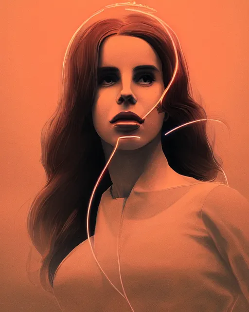 Image similar to portrait of lana del rey as a cyborg. intricate abstract. intricate artwork, by tooth wu, wlop, beeple, dan mumford. concept art, octane render, trending on artstation, greg rutkowski very coherent symmetrical artwork. cinematic, key art, hyper realism, high detail, octane render, 8 k, iridescent accents