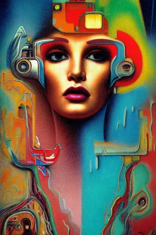 Image similar to 8 0 s art deco close up portait of miss of the world, rain like a dream oil painting curvalinear clothing cinematic dramatic cyberpunk textural fluid lines otherworldly vaporwave interesting details fantasy lut epic composition by basquiat zdzisław beksinski james jean artgerm rutkowski moebius francis bacon gustav klimt