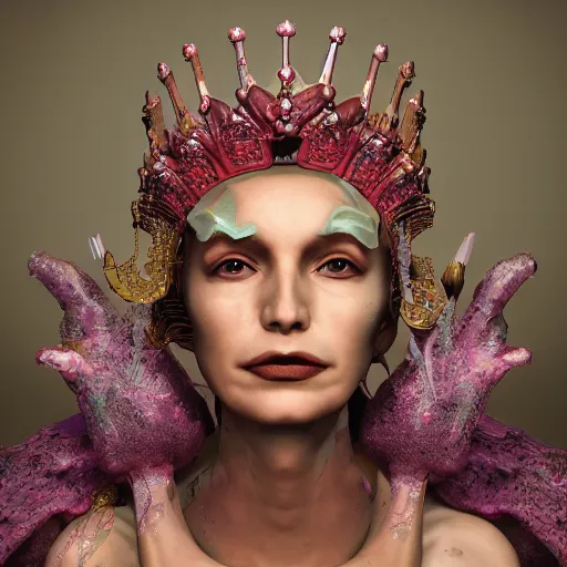 Image similar to queen of vile, 4 k, intricate, jaw dropping, gorgeous, surreal, octane render