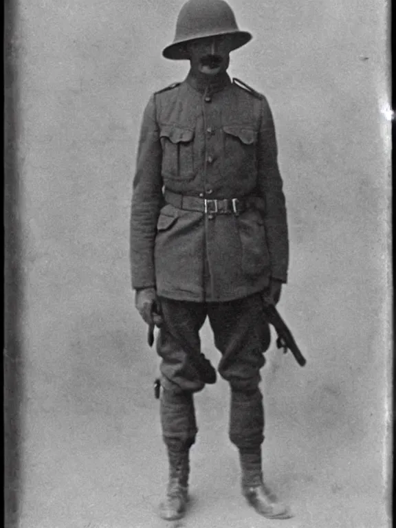 Image similar to faceless man, ww1 photo, grainy, high detail, high resolution,