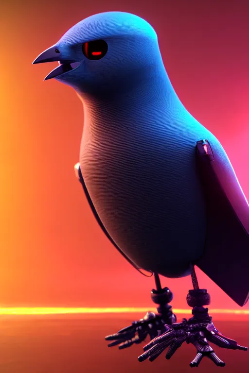 Image similar to high quality 3 d render very cute cyborg crow! sings into microphone!, cyberpunk highly detailed, unreal engine cinematic smooth, in the style of blade runner & detective pikachu, hannah yata charlie immer, moody light, low angle, uhd 8 k, sharp focus