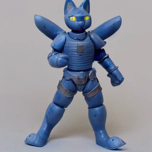 Prompt: a soldier knight blue cat