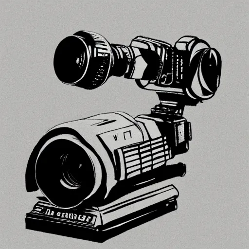 Prompt: cinema camera, illustrated by Steve Wilson