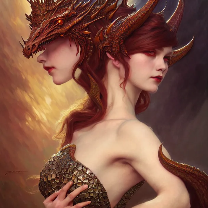 Image similar to dragon queen, diffuse lighting, fantasy, intricate, elegant, highly detailed, lifelike, photorealistic, digital painting, artstation, illustration, concept art, smooth, sharp focus, art by john collier and albert aublet and krenz cushart and artem demura and alphonse mucha