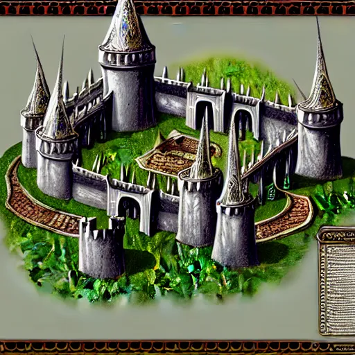 Prompt: heroes of might and magic, elven castle, concept art