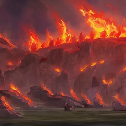 Prompt: concept art painting of a Fire Nation colony on the coast of the Earth Kingdom