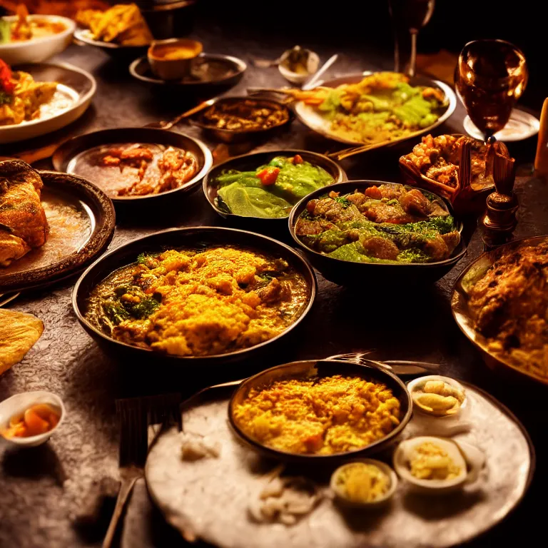 Prompt: close - up focused dslr photograph of an malian dinner, 8 k, high detail, volumetric lighting, hyperrealism, aesthetically pleasing, studio lighting, trending