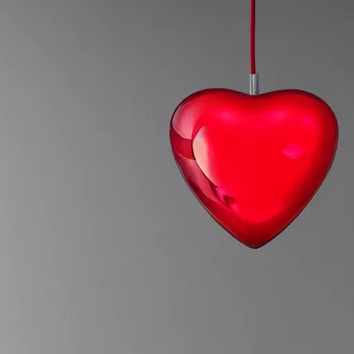 Image similar to pendant light in the shape of a heart with red accents designed by tiffany & co.