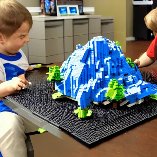 Image similar to giant asteroid hits earth, lego version,