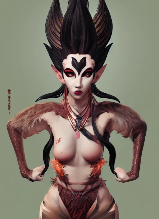 Prompt: a fantasy comic book style portrait painting of japanese monster tamamo - mae, unreal 5, daz, hyperrealistic, octane render, rpg portrait, ambient light, dynamic lighting