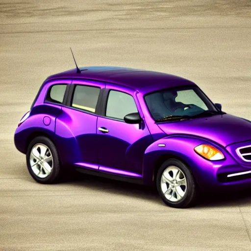 Image similar to A photograph of a purple PT Cruiser