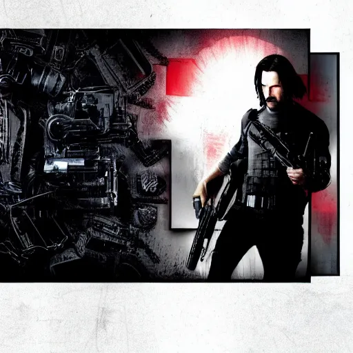 Image similar to Keanu reeves as The punisher digital art 4K detail