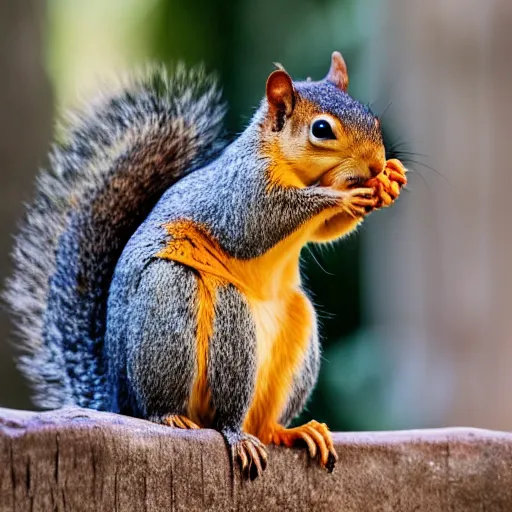 Image similar to a photograph of a Squirrel winces in disgust whilst holding a pepper