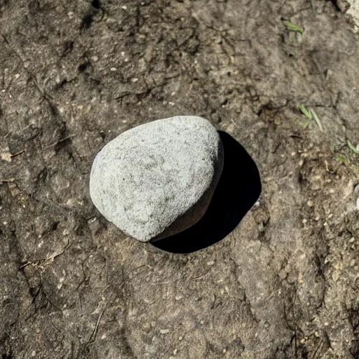 Prompt: a rock in the shape of a dinosaur