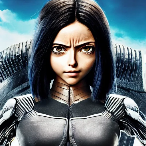 Image similar to portrait of alita battle angel