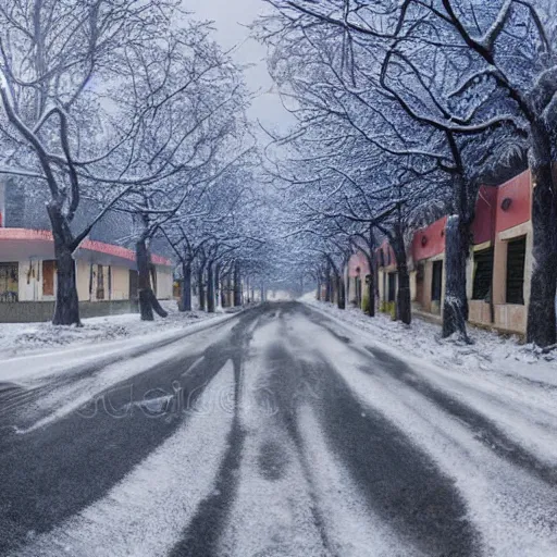 Prompt: winter and snow cloudy street of ghana down down accra stunning photo panoramic magazine illustration photo