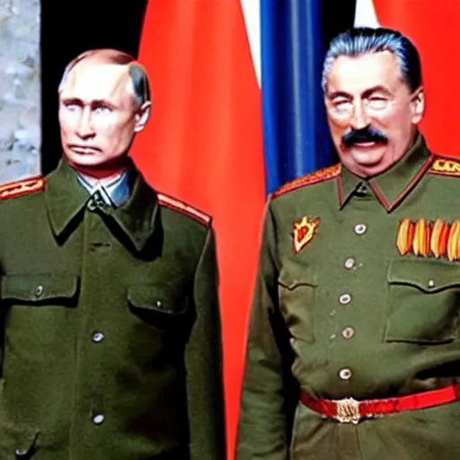 Prompt: a photo of putin and stalin together