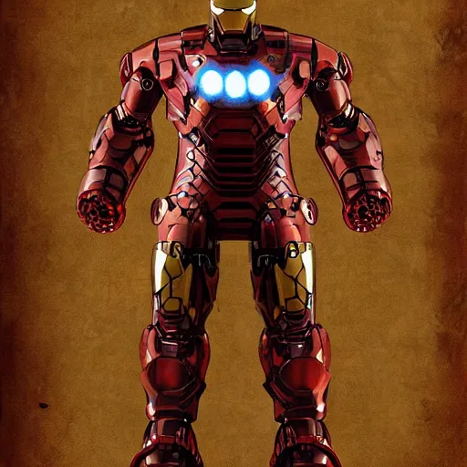 Prompt: Detailed digital art of steampunk iron man