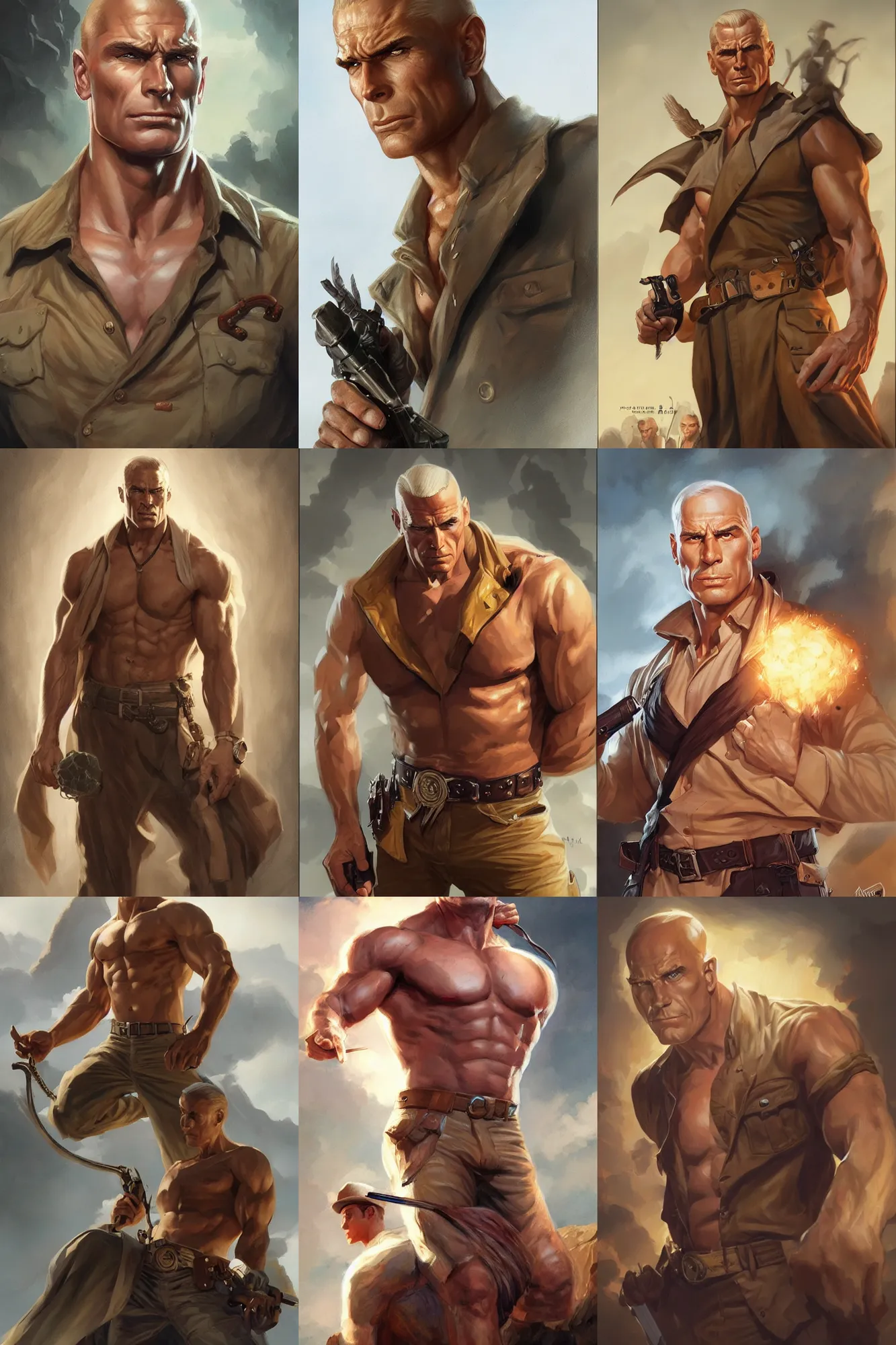 Image similar to doc savage, D&D, fantasy, portrait, highly detailed, digital painting, trending on artstation, concept art, sharp focus, illustration, art by artgerm and greg rutkowski and magali villeneuve