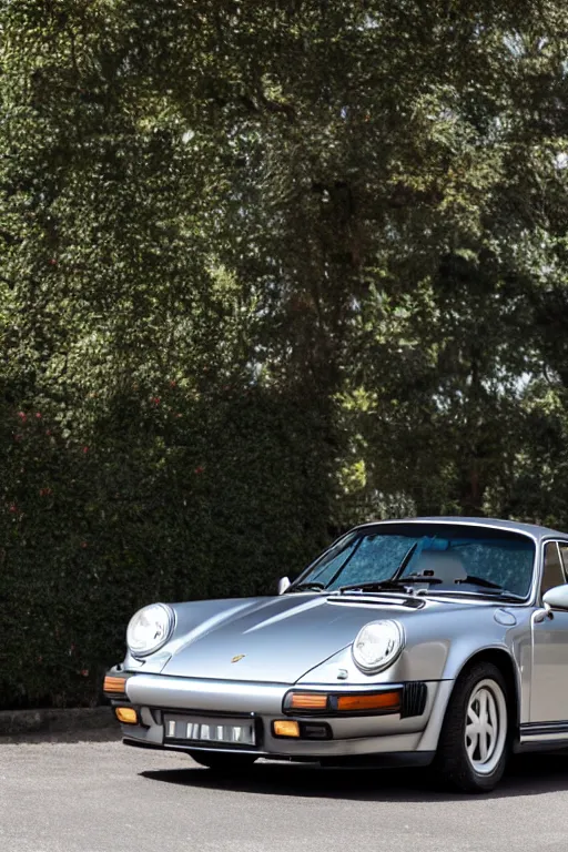 Prompt: Photo of a silver Porsche 911 Carrera 3.2 parked on a dock in Lake Como, daylight, dramatic lighting, award winning, highly detailed, 1980s, luxury lifestyle, fine art print, best selling.