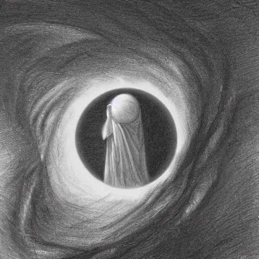 Sketch Of An Omnipotent Figure Inside A Void Creating 