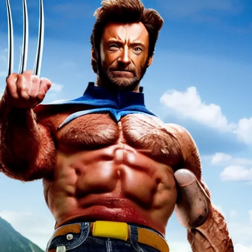 Prompt: Hugh Jackman stars in the action road-trip comedy, Wolverine Ate, from Toy Story, Woody\'s Homework.