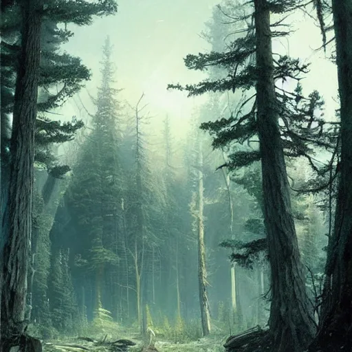 Image similar to mysterious glowing nuclear reactor, woods and wilderness, Ivan Shishkin and Greg Rutkowski