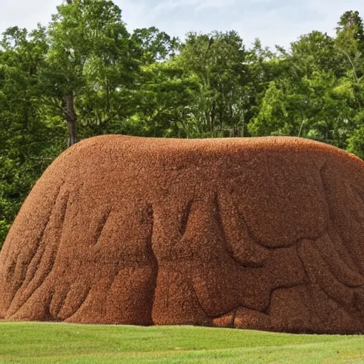 Prompt: a giant anthill in the shape of an old-fashioned schoolhouse