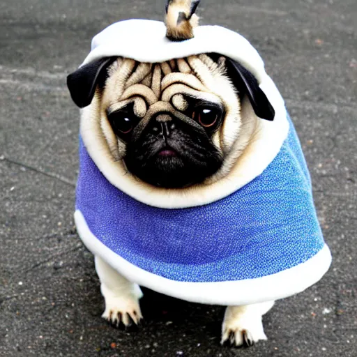 Image similar to pug dressed as demagorgon