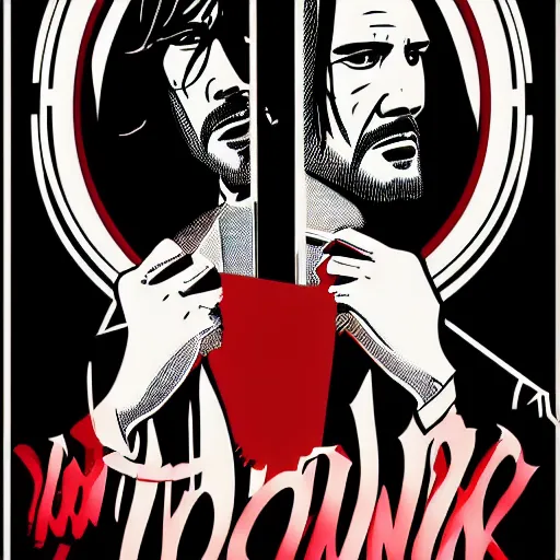 Image similar to individual john wick silk screen butcher billy style