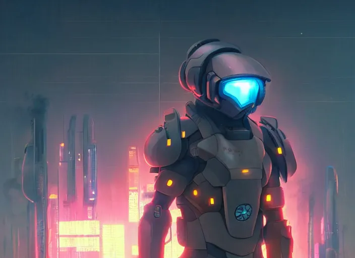 Image similar to cyberpunk mole wearing exo suit, details, futuristic, epic, destroyed city, landscape illustration concept art anime key visual trending pixiv fanbox by wlop and greg rutkowski and makoto shinkai and studio ghibli and kyoto animation symmetrical facial features