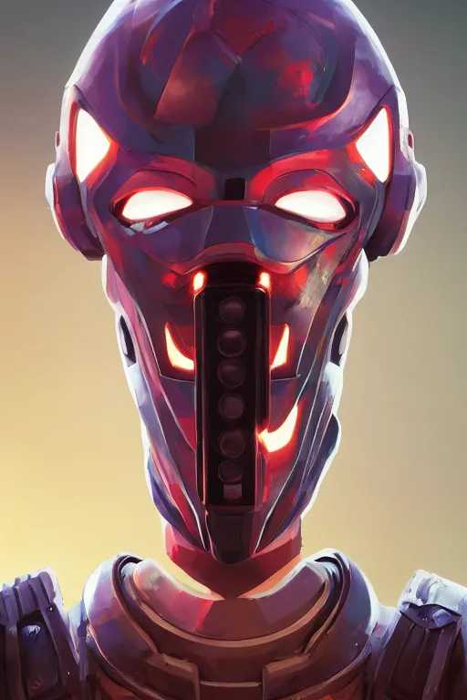 Image similar to epic mask helmet robot ninja portrait stylized as fornite style game design fanart by concept artist gervasio canda, behance hd by jesper ejsing, by rhads, makoto shinkai and lois van baarle, ilya kuvshinov, rossdraws global illumination radiating a glowing aura global illumination ray tracing hdr render in unreal engine 5