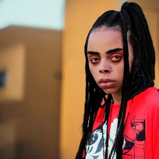 Image similar to african american billie eilish 4k