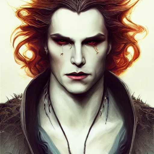 Image similar to Majestic and regal portrait of vampire Lestat de Lioncourt, intricate, epic, elegant, menacing, fantasy, highly detailed, digital painting, hard focus, beautiful volumetric lighting, epic light, ultra detailed, by Leesha Hannigan, Ross Tran, Thierry Doizon, Kai Carpenter, Ignacio Fernández Ríos