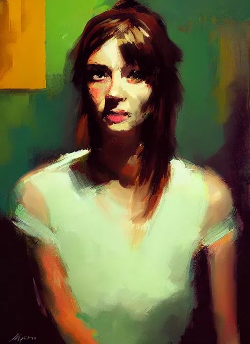 Image similar to a portrait of a pretty young lady by adrian ghenie