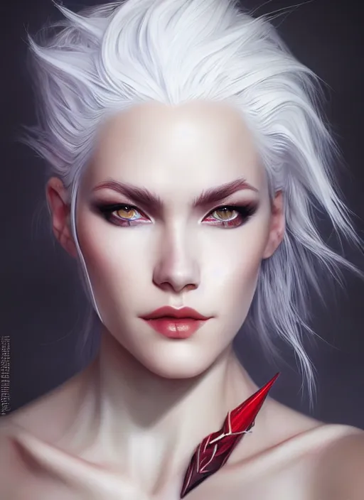 photo of gorgeous woman with half red half white hair | Stable ...